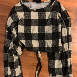 Audrey 3+1 Cropped checkered Long Sleeve Shirt/Top (from Ruby & Jenna boutique)
